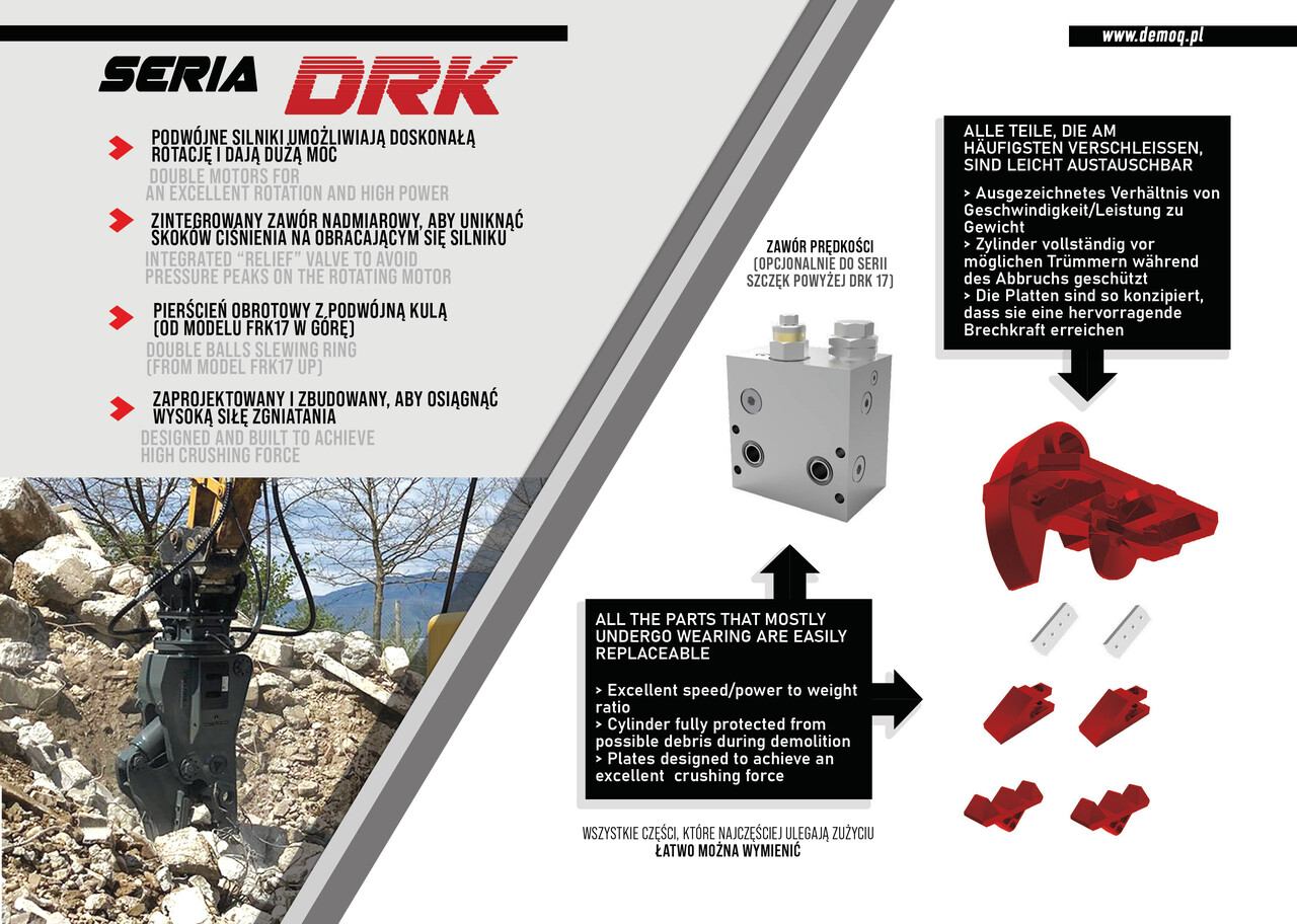 Cisaille de démolition pour Pelle neuf DEMOQ DRK07  Hydraulic Rotating Pulveriser Crusher 780 KG: photos 4