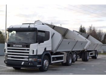 Camion benne Scania 124 420 2 Seiten Kipper 6,40 m + Anhänger 7,50 m: photos 1