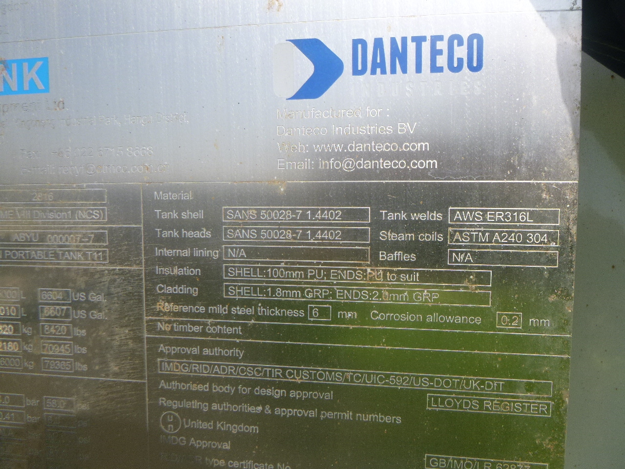 Conteneur citerne, Semi-remorque Danteco Food tank container inox 20 ft / 25 m3 / 1 comp: photos 21