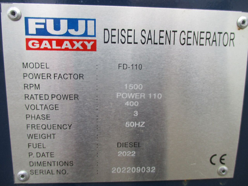 Groupe électrogène neuf Diversen Fuji Galaxy FD-110 , New Diesel generator , 110 KVA , 3 Phase , 5 pieces in stock: photos 13
