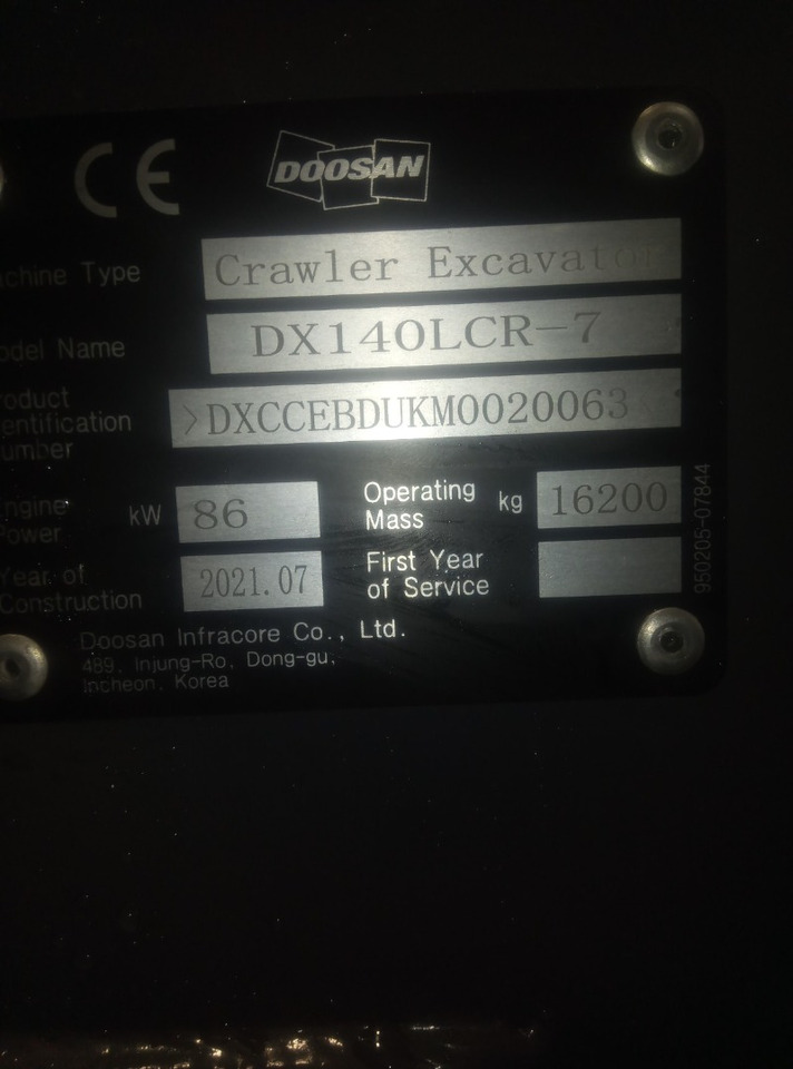 Mini pelle Doosan DX140LCR-7: photos 2