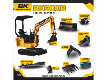 Berger Kraus Mini Excavator BK800B with FULL equipment - Mini pelle