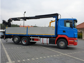 Camion plateau, Camion grue Scania R 400 LB 6x2 HDS Budowlanka Widły Oś Skrętna Super Stan: photos 5