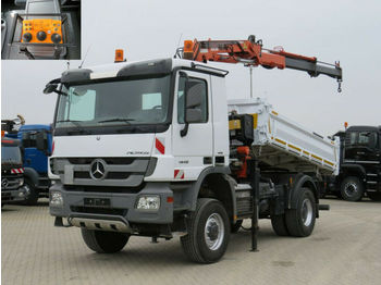 Camion benne, Camion grue Mercedes-Benz Actros 1848 AK 2-Achs Allradkipper Kran Funk: photos 1