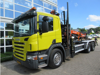 Camion ampliroll, Camion grue Scania P 340 B 6x2*4 VDL Haak - Kraan ATLAS 206.3E: photos 4