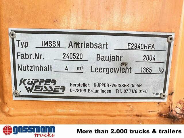 IMSSN E2940HFA Feuchtsalzstreuer, 4m³, 1950l - Epandeur de sable pour Véhicule de voirie/ Spécial: photos 2 IMSSN E2940HFA Feuchtsalzstreuer, 4m³, 1950l - Epandeur de sable pour Véhicule de voirie/ Spécial: photos 2