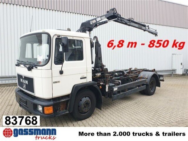 MAN 14.152 F 4x2 BB mit Kran Hiab 060-2 - Camion ampliroll, Camion grue: photos 1 MAN 14.152 F 4x2 BB mit Kran Hiab 060-2 - Camion ampliroll, Camion grue: photos 1