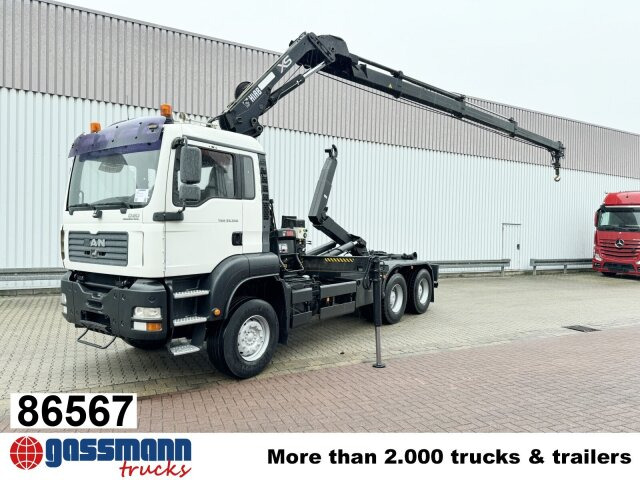 MAN TGA 33.350 6X4 BB mit Kran Hiab 166 E-3 HiDuo, - Camion ampliroll, Camion grue: photos 1 MAN TGA 33.350 6X4 BB mit Kran Hiab 166 E-3 HiDuo, - Camion ampliroll, Camion grue: photos 1