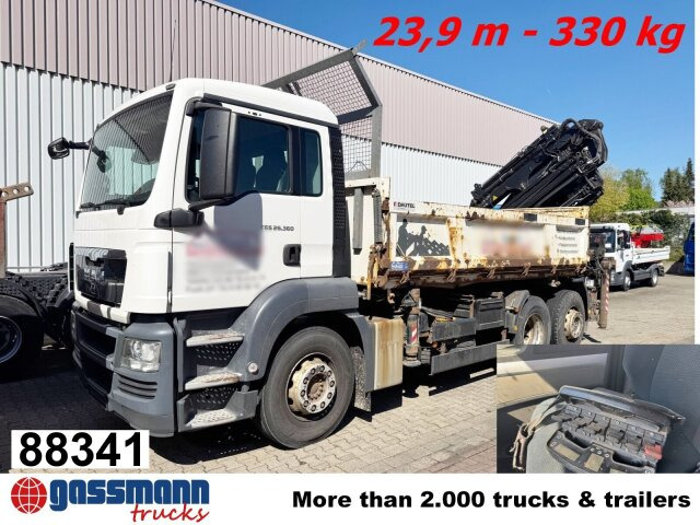 MAN TGS 26.360 6x2-4 BL, 2-Seiten-Kipper, Heckkran - Camion benne, Camion grue: photos 1 MAN TGS 26.360 6x2-4 BL, 2-Seiten-Kipper, Heckkran - Camion benne, Camion grue: photos 1
