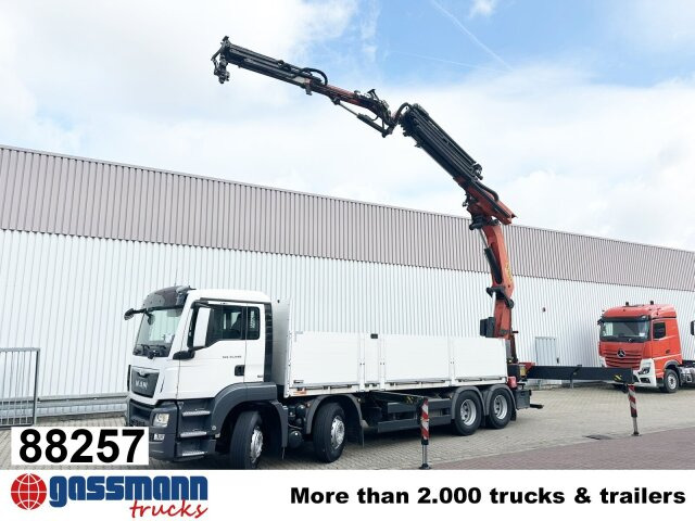MAN TGS 35.440 8x4 BL, Navi, Heckkran Palfinger - Camion plateau, Camion grue: photos 1 MAN TGS 35.440 8x4 BL, Navi, Heckkran Palfinger - Camion plateau, Camion grue: photos 1
