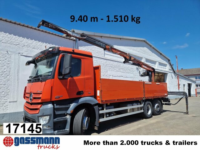 Mercedes-Benz Arocs 2545 L/6x2/4, Atlas Kran, 145.2-A19 VB, - Camion plateau, Camion grue: photos 1 Mercedes-Benz Arocs 2545 L/6x2/4, Atlas Kran, 145.2-A19 VB, - Camion plateau, Camion grue: photos 1