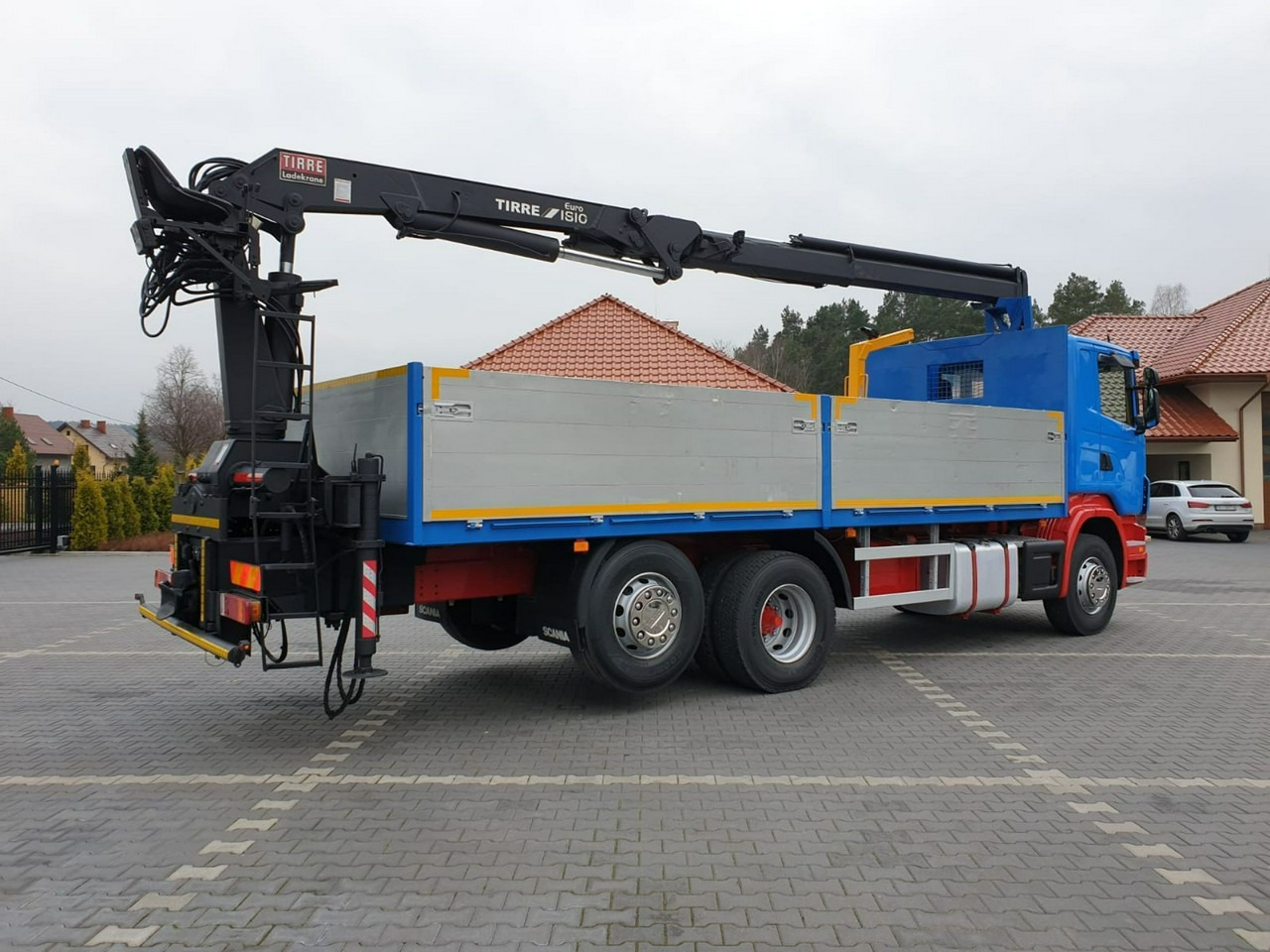 Camion plateau, Camion grue Scania R 400 LB 6x2 HDS Budowlanka Widły Oś Skrętna Super Stan: photos 8