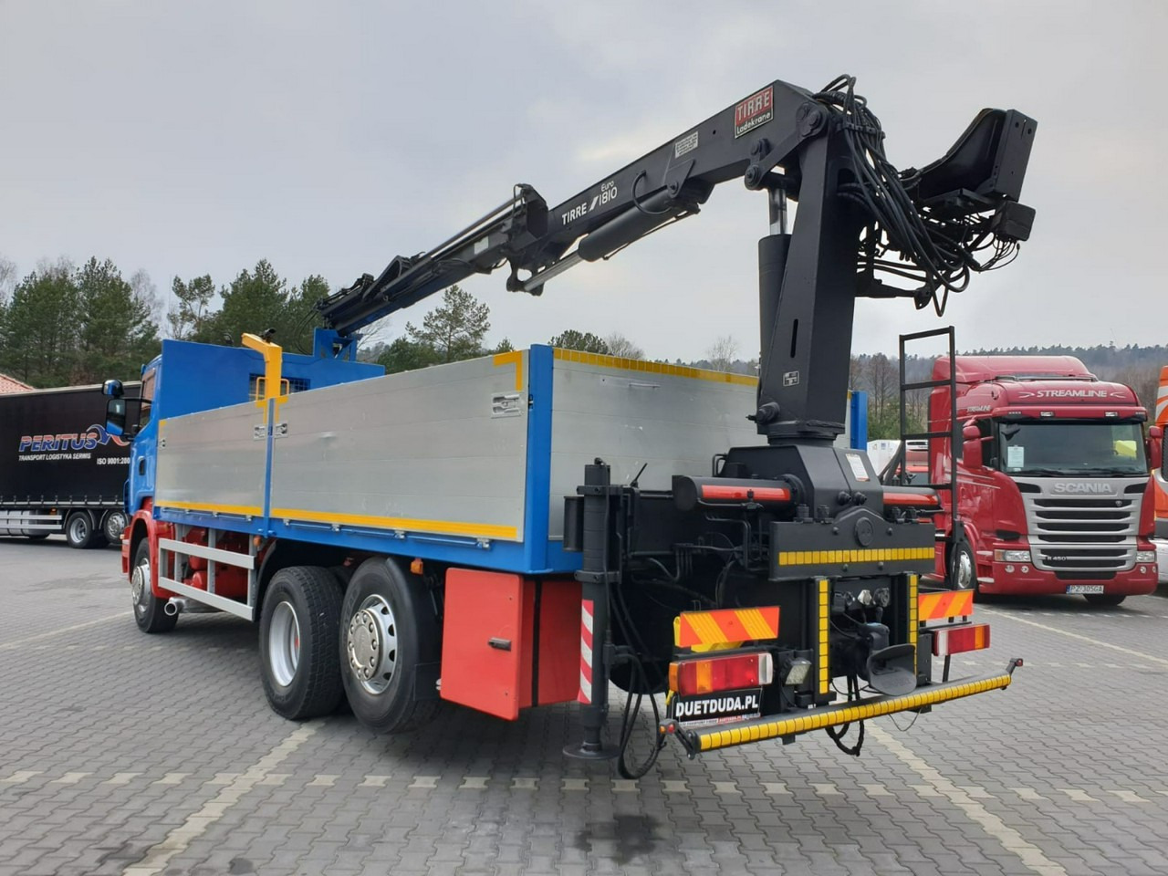 Camion plateau, Camion grue Scania R 400 LB 6x2 HDS Budowlanka Widły Oś Skrętna Super Stan: photos 7