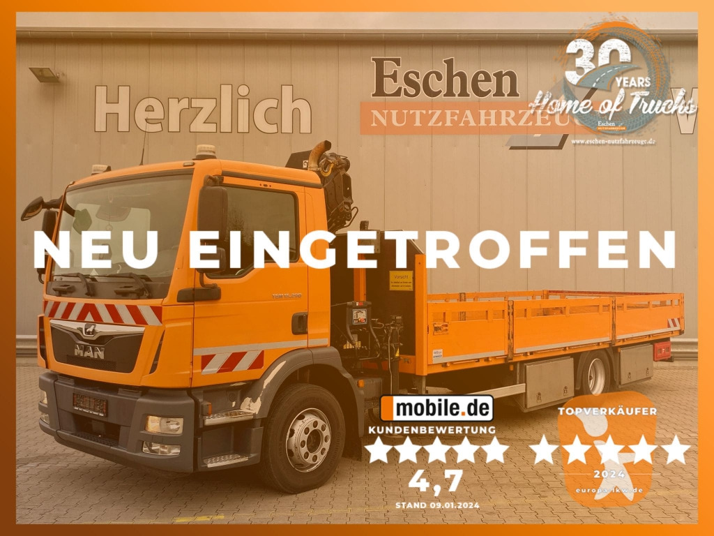 MAN TGM 15.290 4x2 BL / HIAB Faltkran - Camion plateau, Camion grue: photos 1 MAN TGM 15.290 4x2 BL / HIAB Faltkran - Camion plateau, Camion grue: photos 1