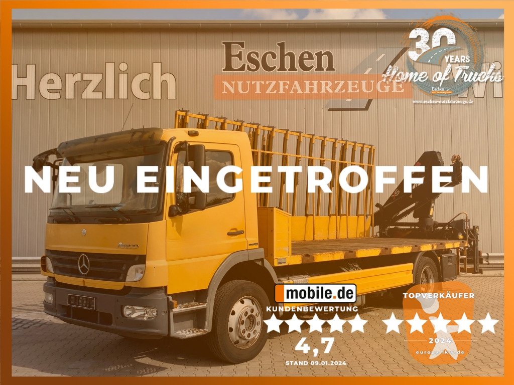 Mercedes-Benz 1224 L  Atego / HIAB-Kran / Glastransporter - Camion plateau, Camion grue: photos 1 Mercedes-Benz 1224 L  Atego / HIAB-Kran / Glastransporter - Camion plateau, Camion grue: photos 1