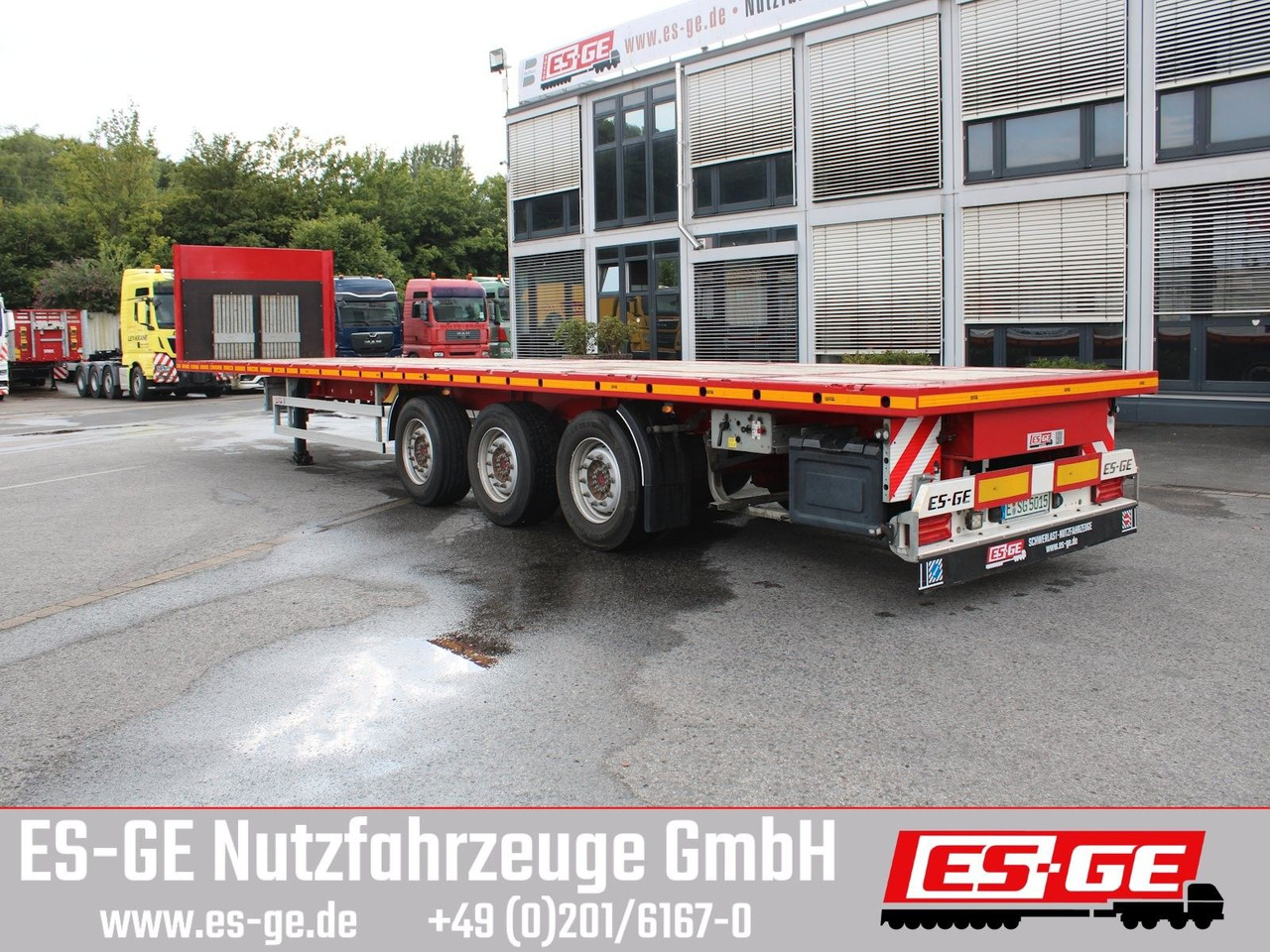 ES-GE 3-Achs Sattelanhänger - Rungen + CV - Semi-remorque plateau: photos 1 ES-GE 3-Achs Sattelanhänger - Rungen + CV - Semi-remorque plateau: photos 1