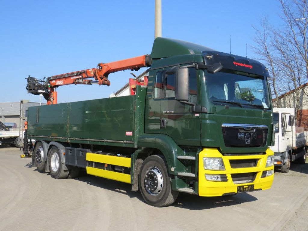 MAN TG-S 26.400 6x2-2 BL Pritsche Heckkran Atlas 165 - Camion plateau, Camion grue: photos 2 MAN TG-S 26.400 6x2-2 BL Pritsche Heckkran Atlas 165 - Camion plateau, Camion grue: photos 2