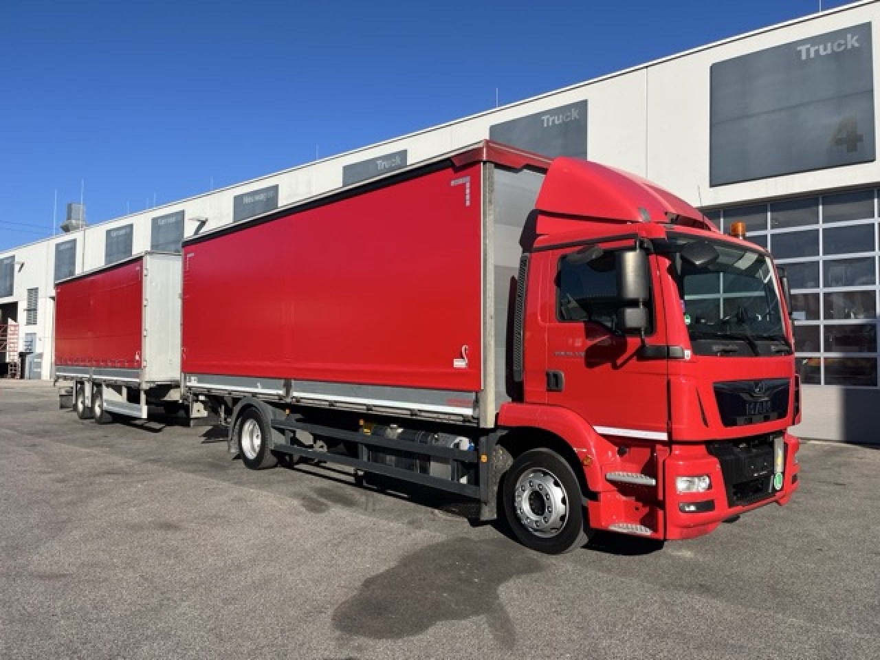 MAN TGM 18.320 4x2 BL Durchladbar - mit Tandemhänger - Camion à rideaux coulissants: photos 1 MAN TGM 18.320 4x2 BL Durchladbar - mit Tandemhänger - Camion à rideaux coulissants: photos 1