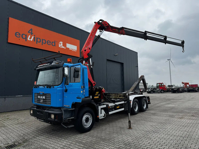 MAN FE 410A, 6x4, EURO 2, Palfinger PK17000 Crane + VDL HOOK, full spring, manual gearbox, MOT 9/2025 - Camion ampliroll, Camion grue: photos 1 MAN FE 410A, 6x4, EURO 2, Palfinger PK17000 Crane + VDL HOOK, full spring, manual gearbox, MOT 9/2025 - Camion ampliroll, Camion grue: photos 1