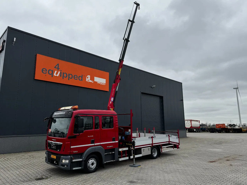 MAN TGL 8.180 crew cab (DOKA), HMF535 K3 crane, 283 running hours only, 211.164 KM, ramps, EURO-6, TOP,-condition - Camion grue: photos 1 MAN TGL 8.180 crew cab (DOKA), HMF535 K3 crane, 283 running hours only, 211.164 KM, ramps, EURO-6, TOP,-condition - Camion grue: photos 1