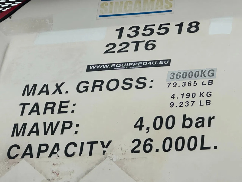 Conteneur citerne pour transport de carburant SINGAMAS 20FT ISO, 26.000L/1-COMP/3 BAFFELS/3 manholes, 5Y inspection: 06/2027: photos 12