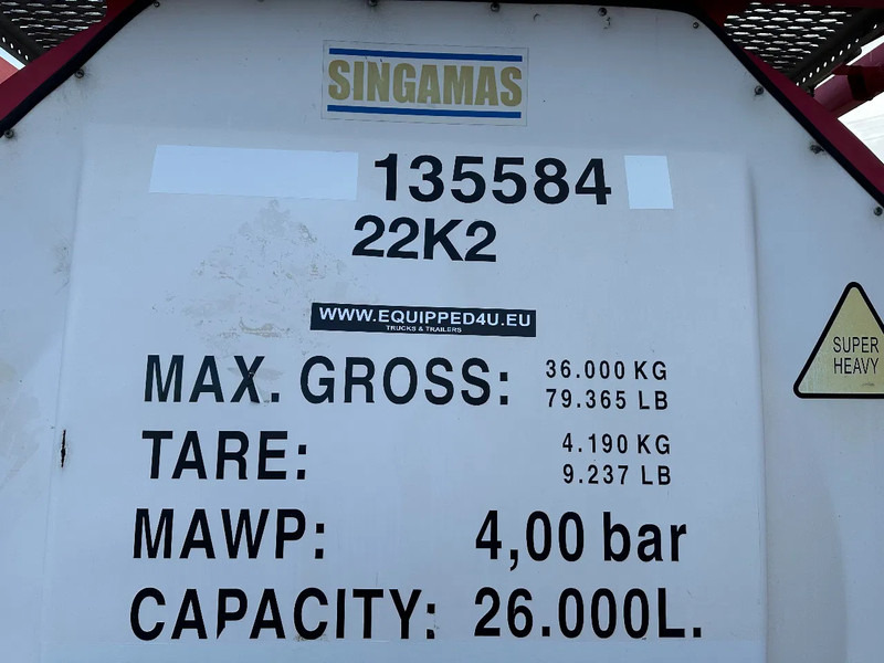Cuve de stockage pour transport de carburant SINGAMAS 20FT ISO, 26.000L/1-COMP/3 BAFFELS/3 manholes, ADR inspectio valid till: 07/2025: photos 13