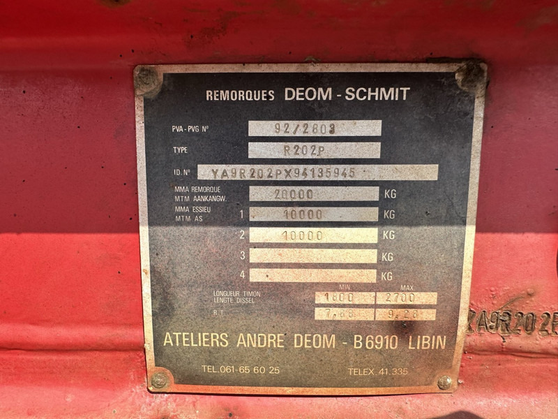 Remorque porte-conteneur/ Caisse mobile DEOM - SCHMIT R202P 2-AS CONTAINER TRANSPORT - BPW - GOEDE BANDEN - LUCHTVERING - BELGISCHE PAPIEREN: photos 18