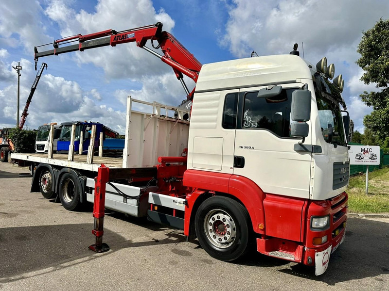 MAN TG 360 A 6x2 + KRAN ATLAS 100.1 A3 - PLATFORM 5m80 - E3 - LIFT-AXLE - FULL AIR SUSPENSION - ZF AS TRONIC -  BE TRUCK - Camion plateau, Camion grue: photos 2 MAN TG 360 A 6x2 + KRAN ATLAS 100.1 A3 - PLATFORM 5m80 - E3 - LIFT-AXLE - FULL AIR SUSPENSION - ZF AS TRONIC -  BE TRUCK - Camion plateau, Camion grue: photos 2