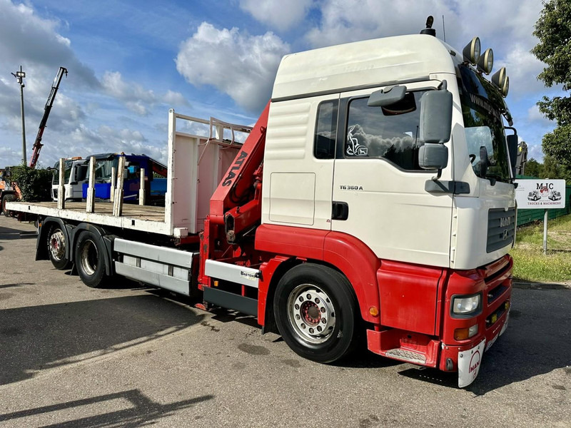 MAN TG 360 A 6x2 + KRAN ATLAS 100.1 A3 - PLATFORM 5m80 - E3 - LIFT-AXLE - FULL AIR SUSPENSION - ZF AS TRONIC -  BE TRUCK - Camion plateau, Camion grue: photos 1 MAN TG 360 A 6x2 + KRAN ATLAS 100.1 A3 - PLATFORM 5m80 - E3 - LIFT-AXLE - FULL AIR SUSPENSION - ZF AS TRONIC -  BE TRUCK - Camion plateau, Camion grue: photos 1