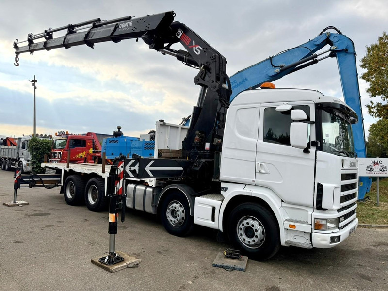 Scania 114C-380 8x4 PRITSCHE + KRAN HIAB 700 E-5 - PLATFORM 6m80 + TWISTLOCKS - MANUAL - RETARDER - STEEL SPRING / BIG AXLE HUB REDUCTION - AP ACHSEN - Camion plateau, Camion grue: photos 1 Scania 114C-380 8x4 PRITSCHE + KRAN HIAB 700 E-5 - PLATFORM 6m80 + TWISTLOCKS - MANUAL - RETARDER - STEEL SPRING / BIG AXLE HUB REDUCTION - AP ACHSEN - Camion plateau, Camion grue: photos 1