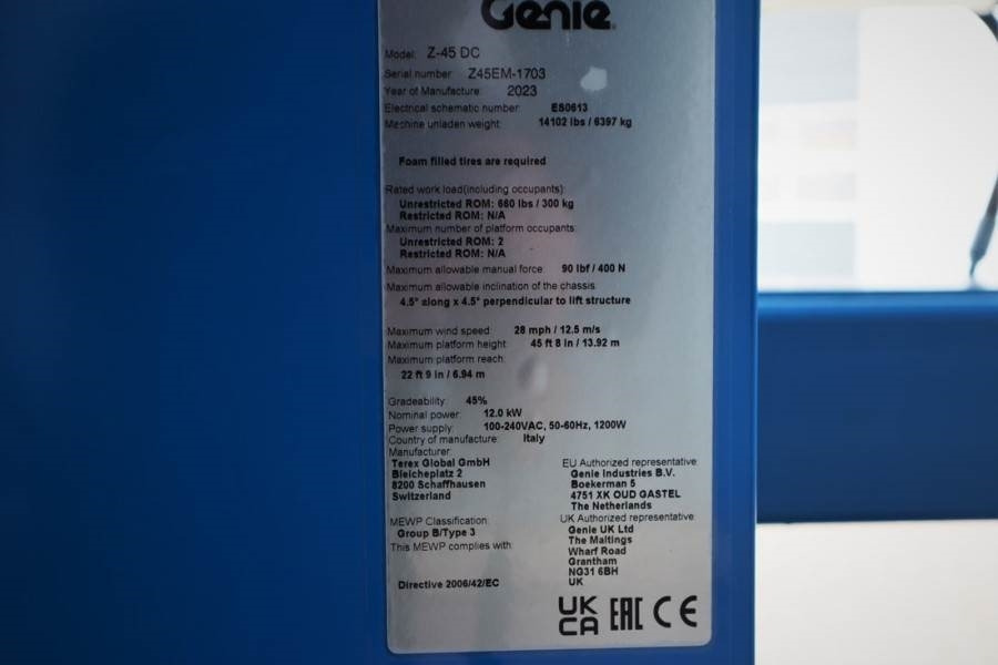 Nacelle articulée Genie Z45-DC Valid inspection, *Guarantee, Fully Electri: photos 6