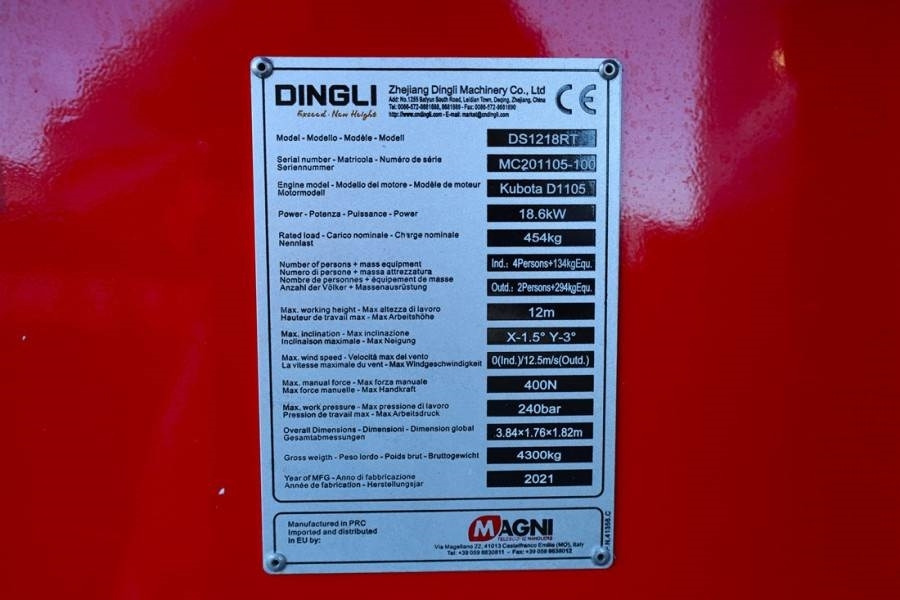 Nacelle ciseaux Magni DS1218RT Valid inspection, Diesel, 4x4 Drive, 12m: photos 7