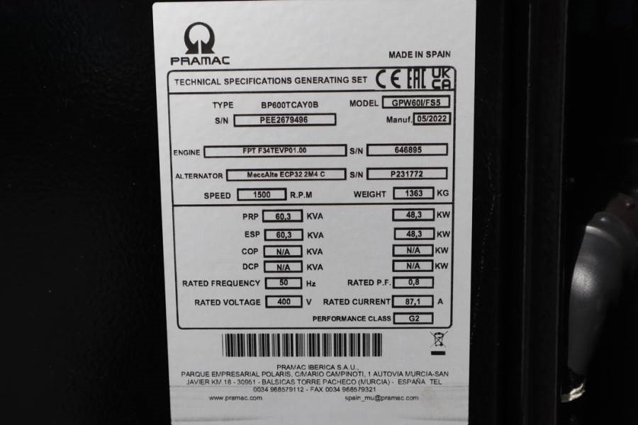 Pramac GPW60I/FS5 Valid inspection, *Guarantee! Diesel, 6  en crédit-bail Pramac GPW60I/FS5 Valid inspection, *Guarantee! Diesel, 6: photos 10