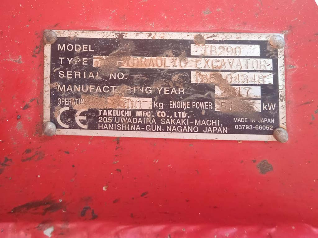 Mini pelle TAKEUCHI TB290: photos 19