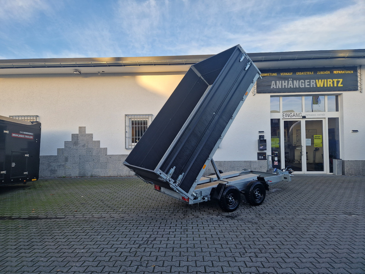 COBALT+ 335x180x40cm black +40cm hohe Aluwände Elektro Rampen Stützen Parabelfederung 3500kg - Remorque benne: photos 1 COBALT+ 335x180x40cm black +40cm hohe Aluwände Elektro Rampen Stützen Parabelfederung 3500kg - Remorque benne: photos 1