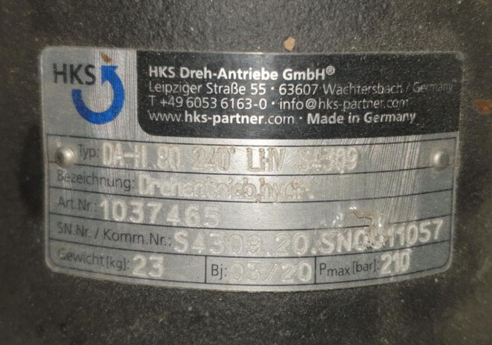 HKS DA--H 80 240º ESK1602481 for Putzmeister SPM 500 roadheader - Moteur hydraulique: photos 3 HKS DA--H 80 240º ESK1602481 for Putzmeister SPM 500 roadheader - Moteur hydraulique: photos 3