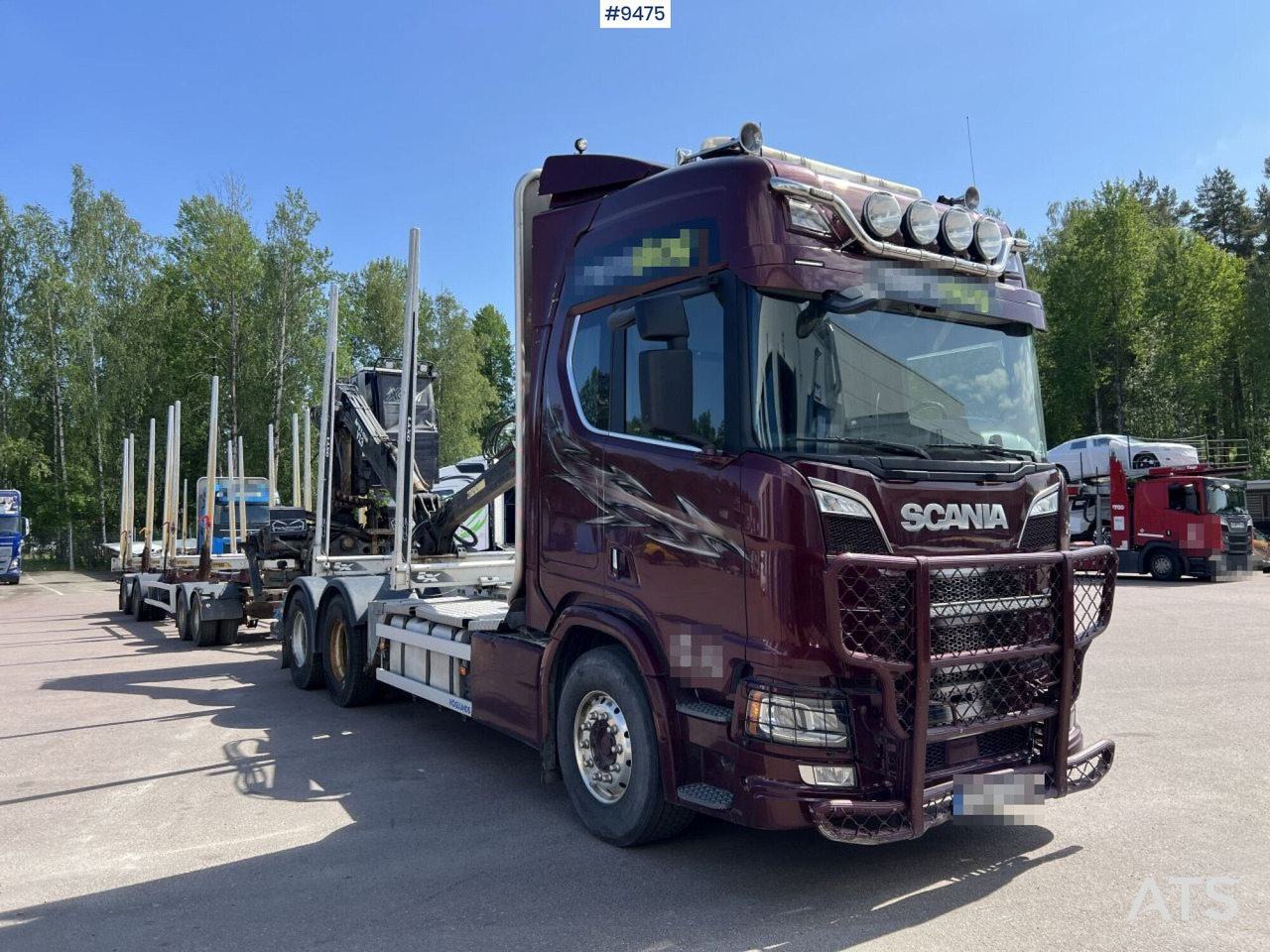 Scania R580 Logging truck with crane and trailer - Camion grumier: photos 1 Scania R580 Logging truck with crane and trailer - Camion grumier: photos 1