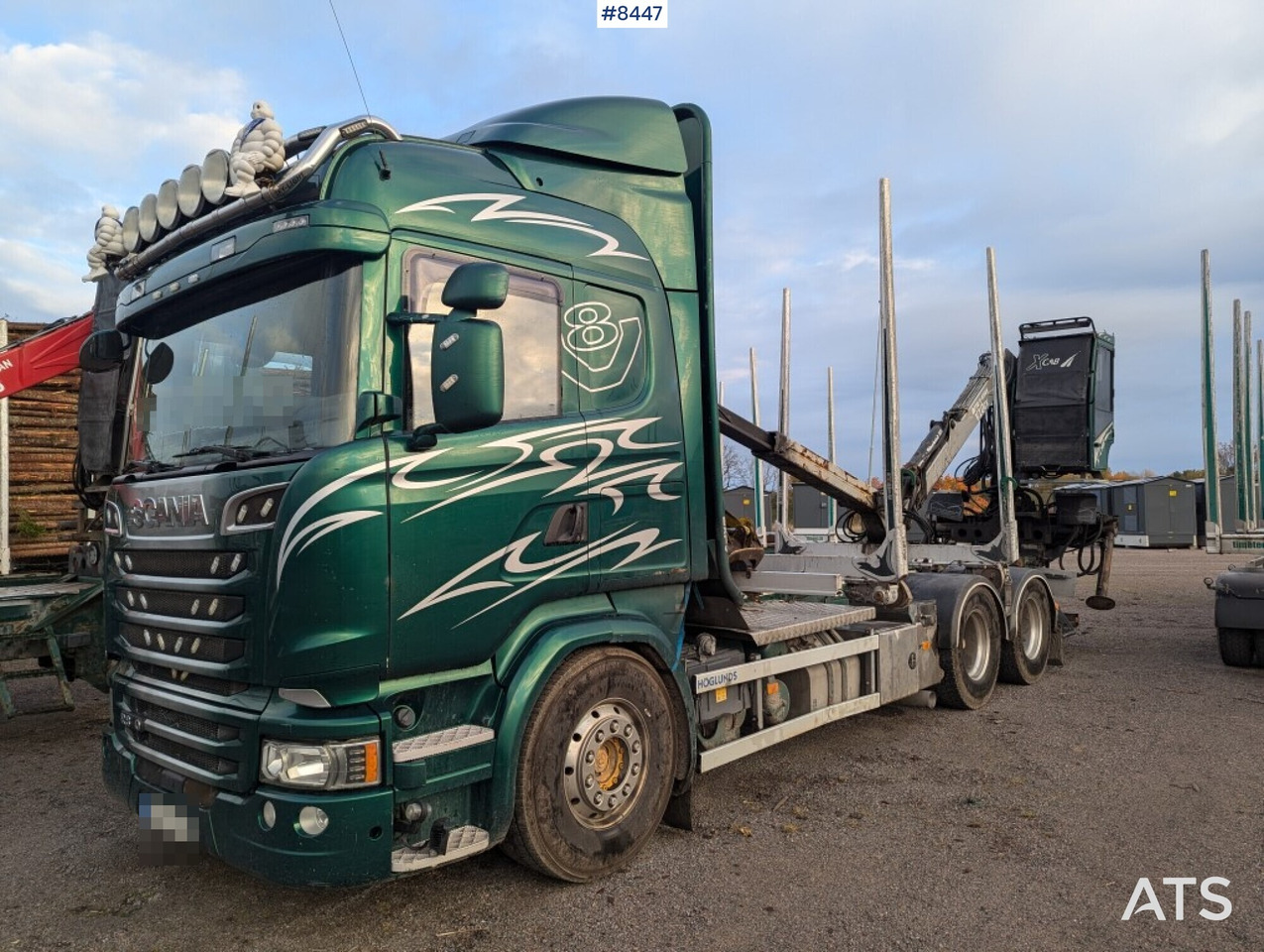 Timber Truck Scania R580 6X4 with crane and wagon - Camion grumier: photos 1 Timber Truck Scania R580 6X4 with crane and wagon - Camion grumier: photos 1