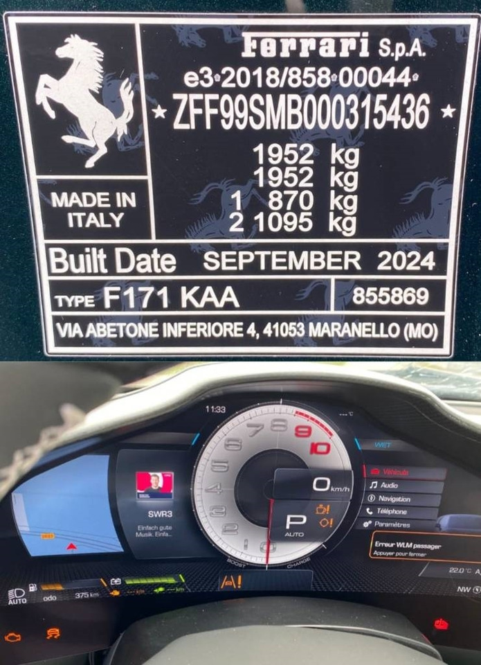 Coupé Ferrari 296 GTB 3.0Turbo Hybride / 1er Main endommagé: photos 7