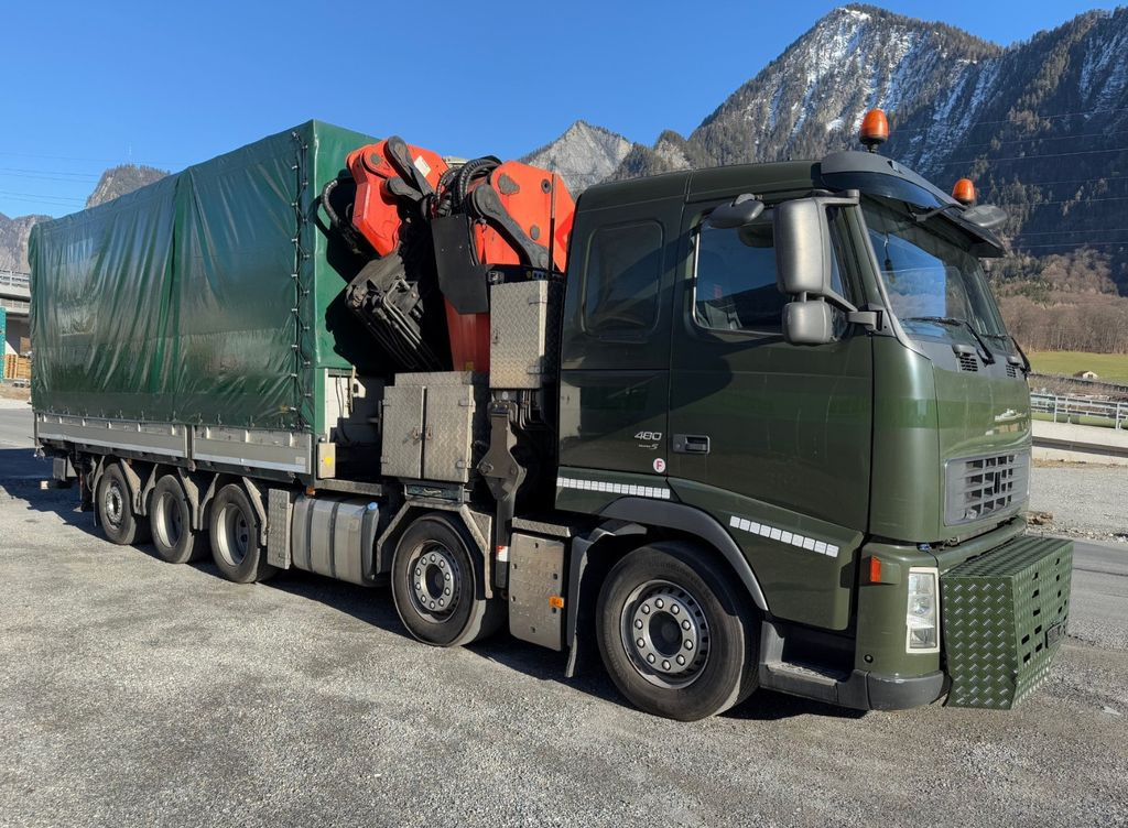 Volvo FH-480 10x4R, E5, Palfinger PK 100002, FlyJib - Camion grue, Camion à rideaux coulissants: photos 1 Volvo FH-480 10x4R, E5, Palfinger PK 100002, FlyJib - Camion grue, Camion à rideaux coulissants: photos 1