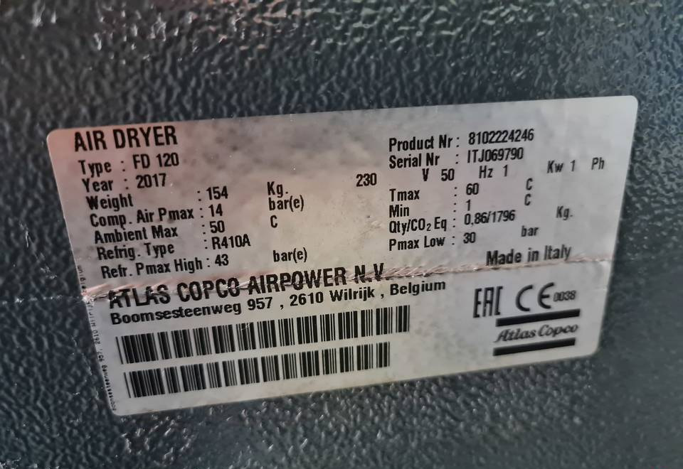 OSUSZACZ ZIĘBNICZY ATLAS COPCO FD 120 7,2m3 - Compresseur d'air: photos 3 OSUSZACZ ZIĘBNICZY ATLAS COPCO FD 120 7,2m3 - Compresseur d'air: photos 3