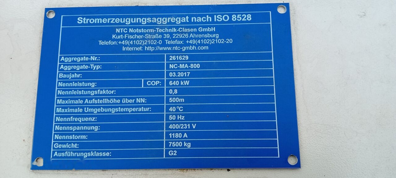 MAN MAN Generator Set Stamford 640 KW 800 KVA Diesel, 2017 Model, 931 HP, 8000 kg, Low Hours, For Sale in Poland - Groupe électrogène: photos 4 MAN MAN Generator Set Stamford 640 KW 800 KVA Diesel, 2017 Model, 931 HP, 8000 kg, Low Hours, For Sale in Poland - Groupe électrogène: photos 4