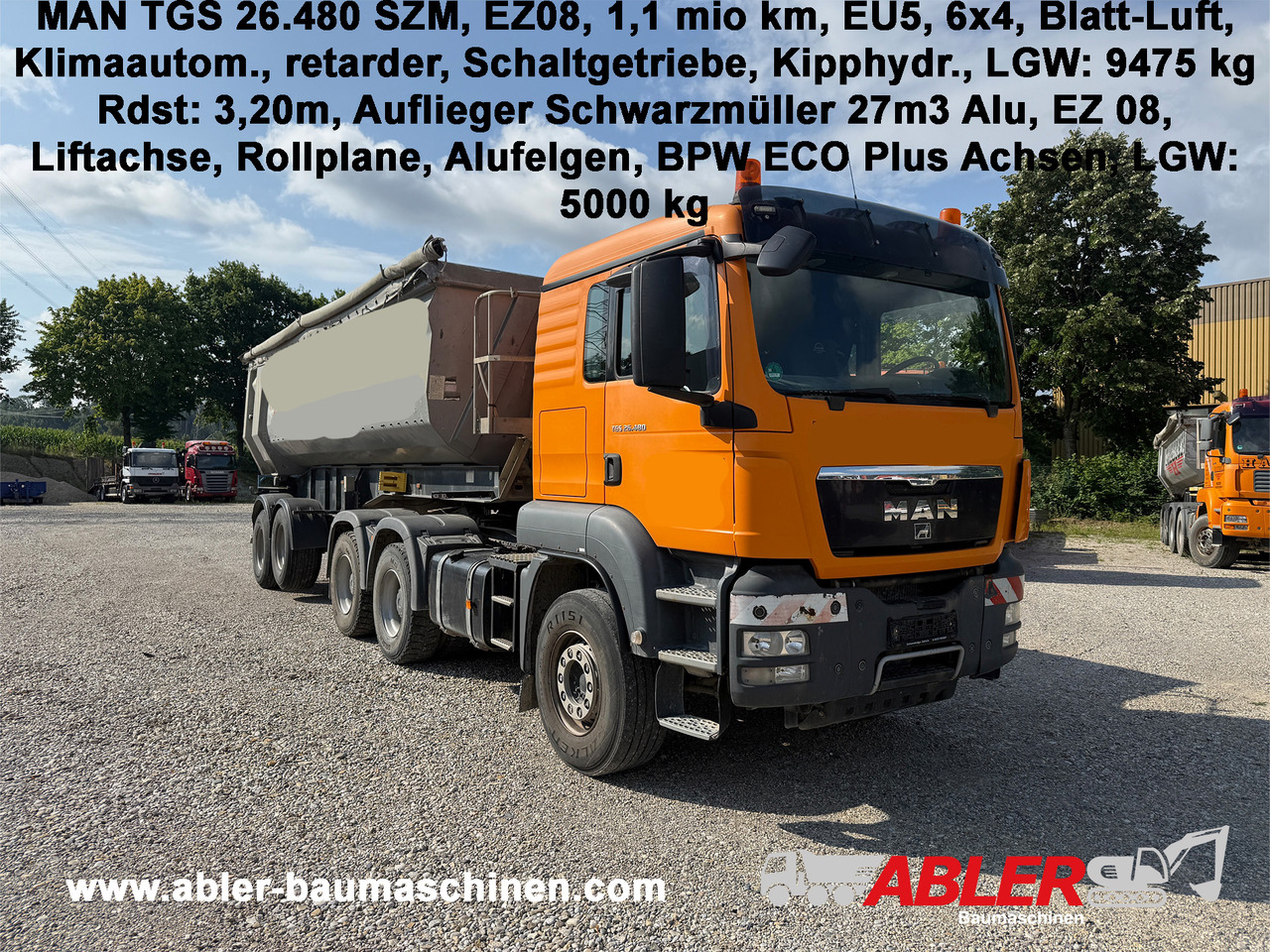 MAN TGS 26.480 SZM 6x4 mit Kippauflieger - Camion benne: photos 1 MAN TGS 26.480 SZM 6x4 mit Kippauflieger - Camion benne: photos 1