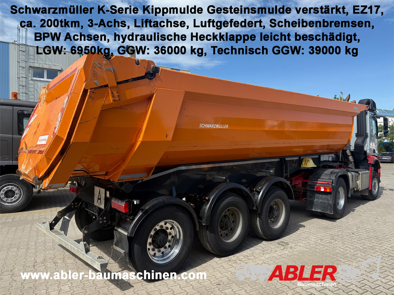 Schwarzmüller Kippauflieger Gesteinsmulde verstärkt Liftachse - Semi-remorque benne: photos 1 Schwarzmüller Kippauflieger Gesteinsmulde verstärkt Liftachse - Semi-remorque benne: photos 1