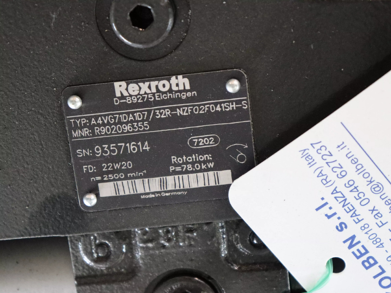 REXROTH A4VG71DA1D7/32R-NZF02F041SH-S - Pompe hydraulique pour Engins de chantier: photos 3 REXROTH A4VG71DA1D7/32R-NZF02F041SH-S - Pompe hydraulique pour Engins de chantier: photos 3