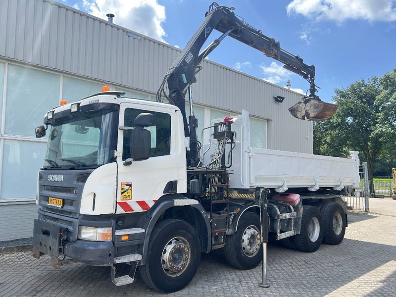 Camion benne, Camion grue Scania P 400 8X4 KIPPER 2010 + HIAB Crane EURO 5: photos 6
