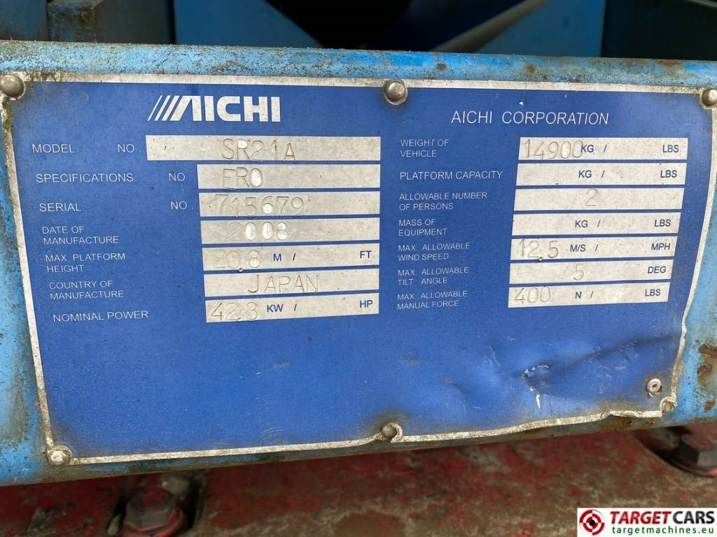 Nacelle télescopique Aichi SR21A Telescopic Tracked Diesel Boom Lift 2280cm: photos 10