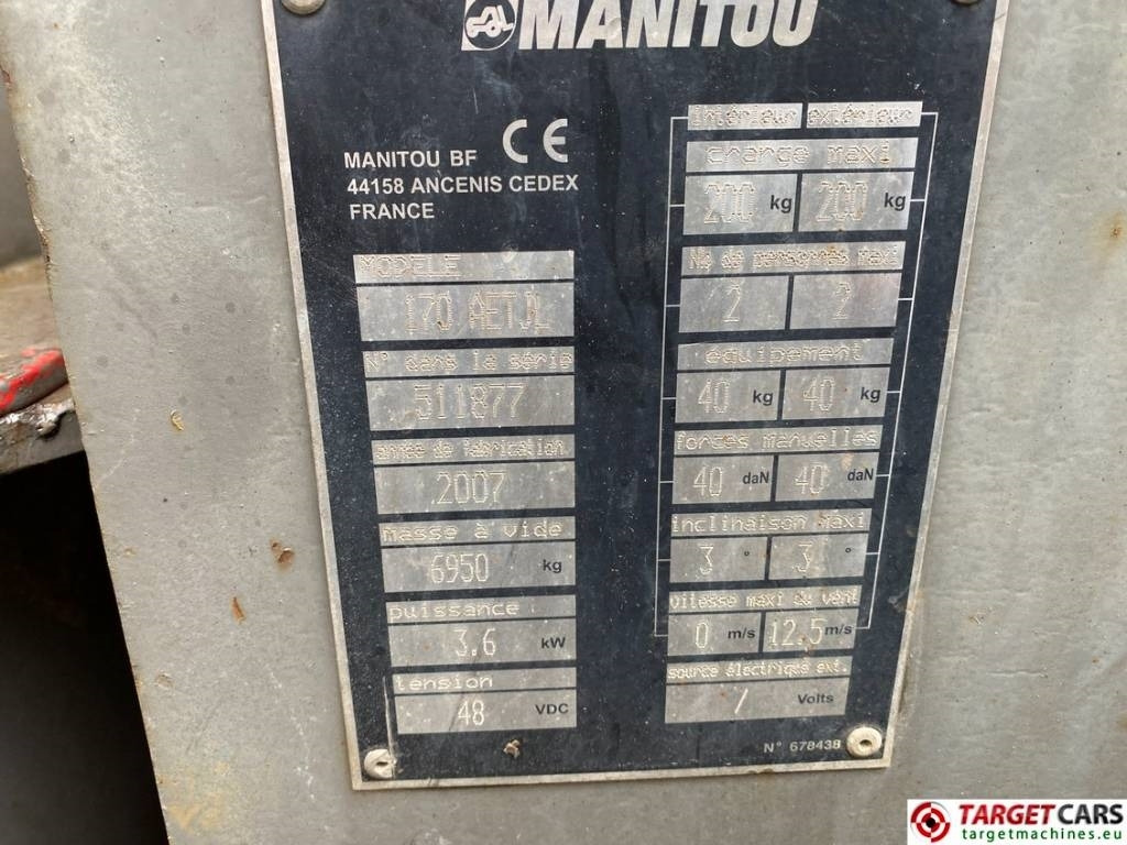 Nacelle articulée Manitou 170AETJL Electric Articulated Boom WorkLift 1690cm: photos 10