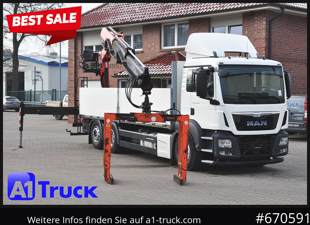 MAN TGS 26.440,  Kran PK20.501L Lenkachse, - Camion plateau, Camion grue: photos 1 MAN TGS 26.440,  Kran PK20.501L Lenkachse, - Camion plateau, Camion grue: photos 1