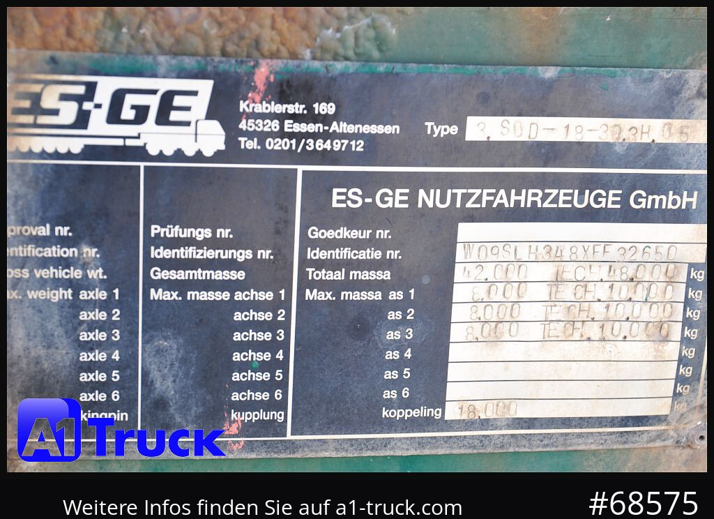 Semi-remorque surbaissé pour transport de équipements lourds NOOTEBOOM ES-GE 3 Achs Tele, SAF: photos 6 Semi-remorque surbaissé pour transport de équipements lourds NOOTEBOOM ES-GE 3 Achs Tele, SAF: photos 6